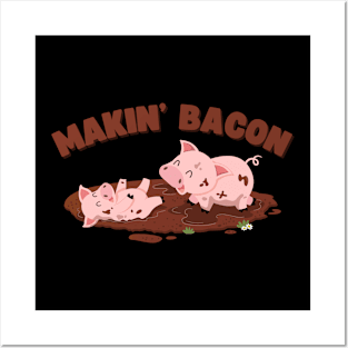 Funny Pigs Making Bacon Tee Nice Pork Breakfast Women Men Posters and Art